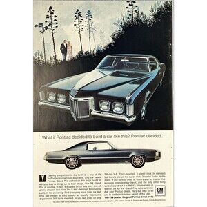 Pontiac Grand Prix "69' Year of the Great Pontiac Break Away" Vtg Print Ad 1969